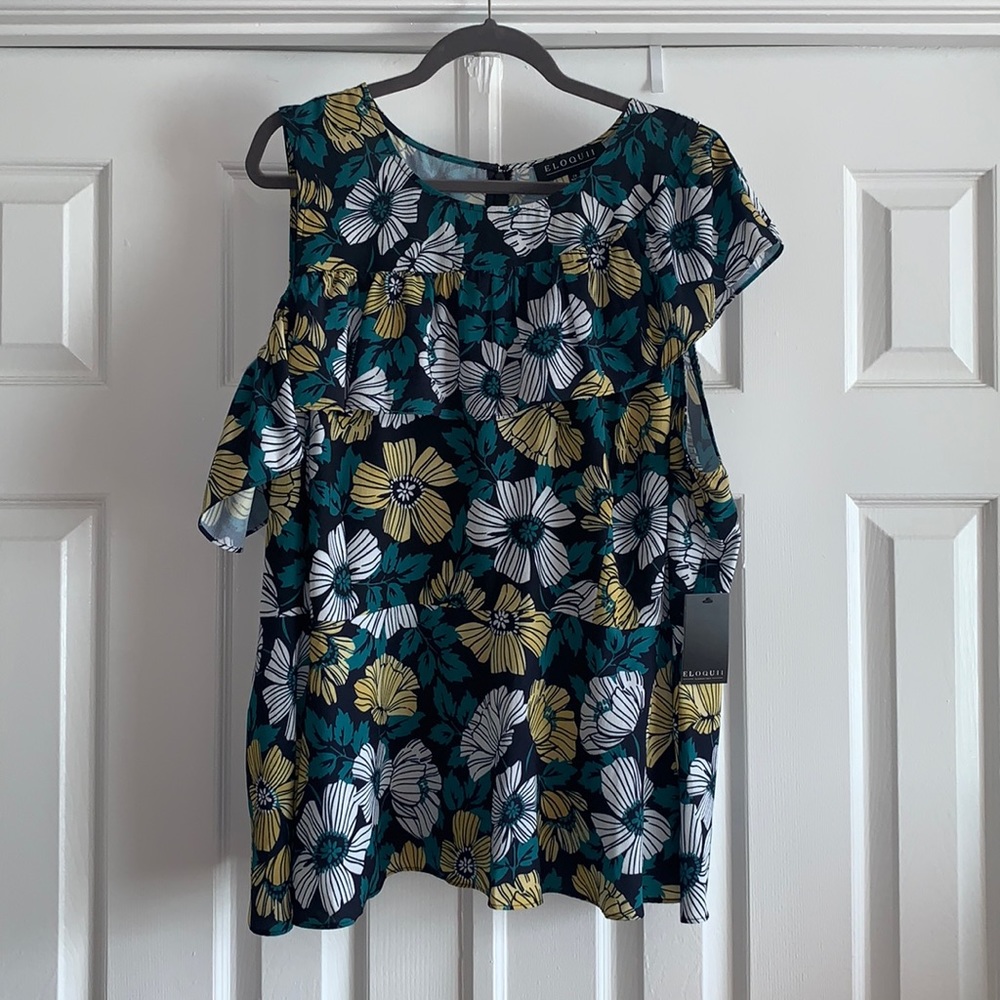 NWT Eloquii Floral Print One Shoulder Top - SZ 24